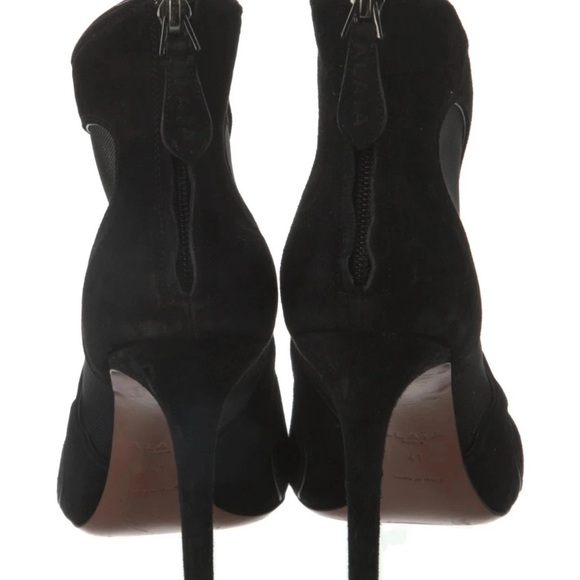 Alaïa Black Suede Mesh Panel Ankle Boots Size 41 / US 11 – Heeled Ankle Boots - Picture 4 of 5
